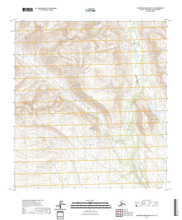 USGS Topographic Map – Talkeetna Mountains D-4 NE