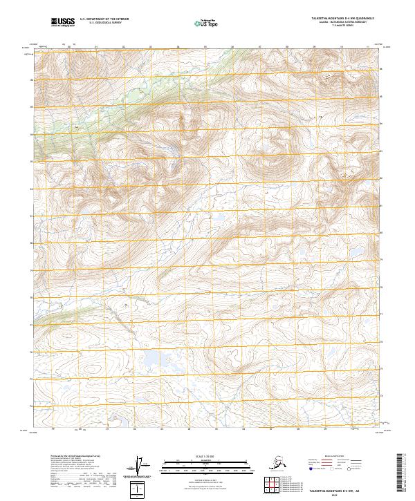 2023 Map of Talkeetna Mountains D-4 NW, 2023 Print
