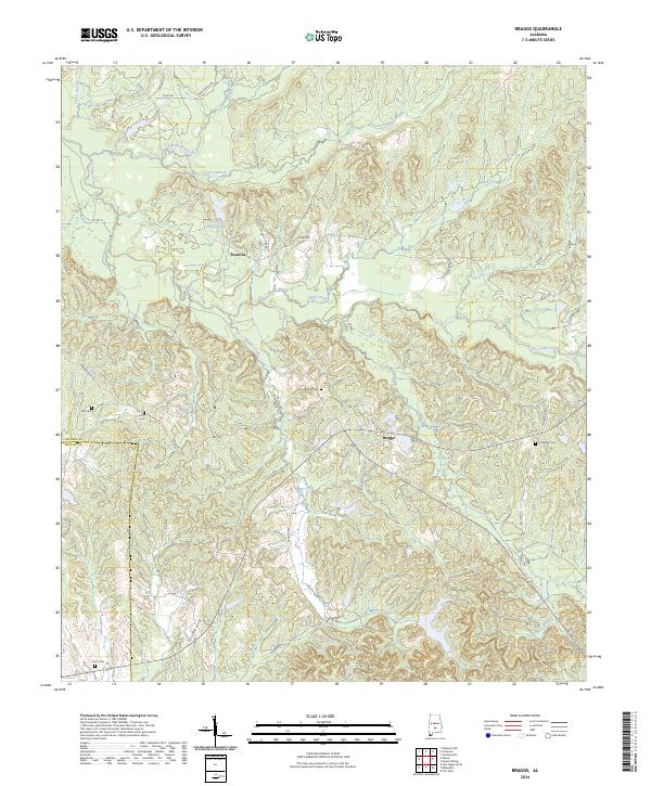 USGS Topographic Map – Braggs