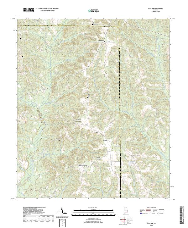 USGS Topographic Map – Clopton