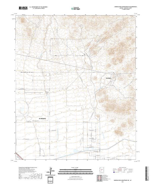 USGS Topographic Map – Hieroglyphic Mountains SW