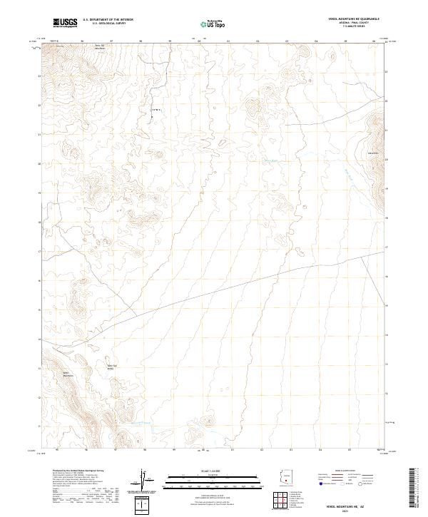 2021 Map of Vekol Mountains NE, 2021 Print
