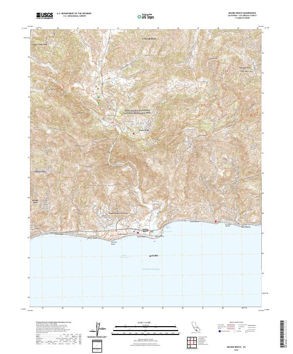 USGS Topographic Map – Malibu Beach