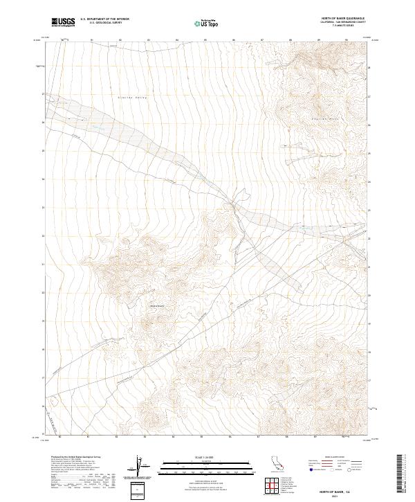 USGS Topographic Map – North of Baker