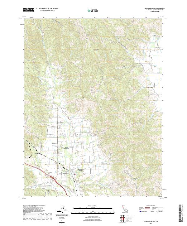 USGS Topographic Map – Redwood Valley