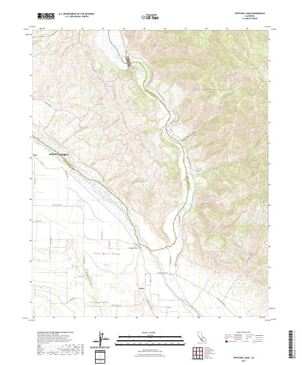 USGS Topographic Map – Twitchell Dam