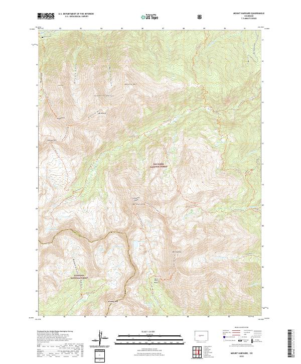 USGS Topographic Map – Mount Harvard