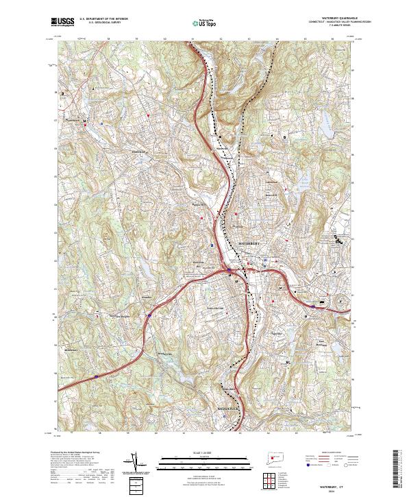 USGS Topographic Map – Waterbury