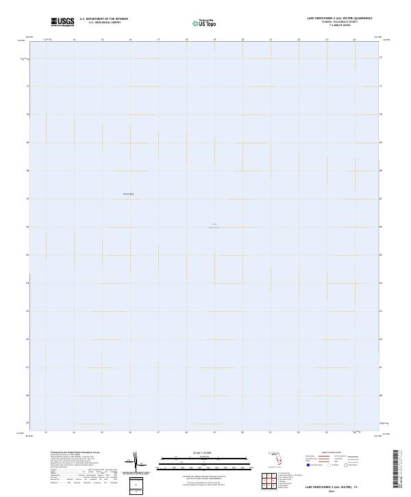 2024 Map of Lake Okeechobee 2 (All Water), 2024 Print