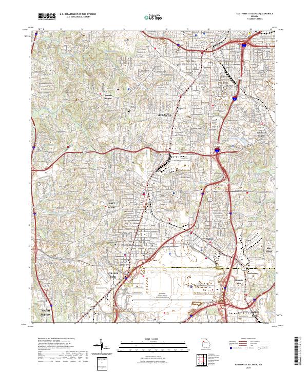 USGS Topographic Map – Southwest Atlanta