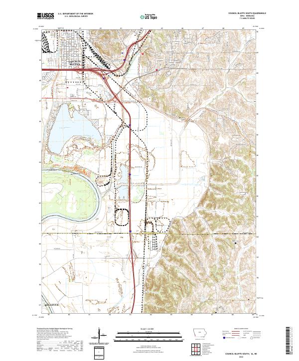 USGS Topographic Map – Council Bluffs South