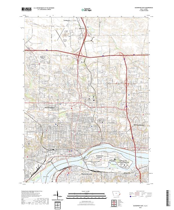 USGS Topographic Map – Davenport East