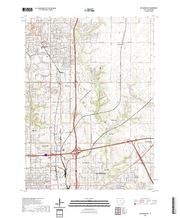 USGS Topographic Map – Des Moines NE