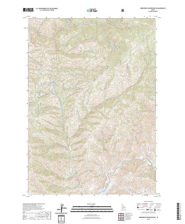 USGS Topographic Map – Arrowrock Reservoir NE