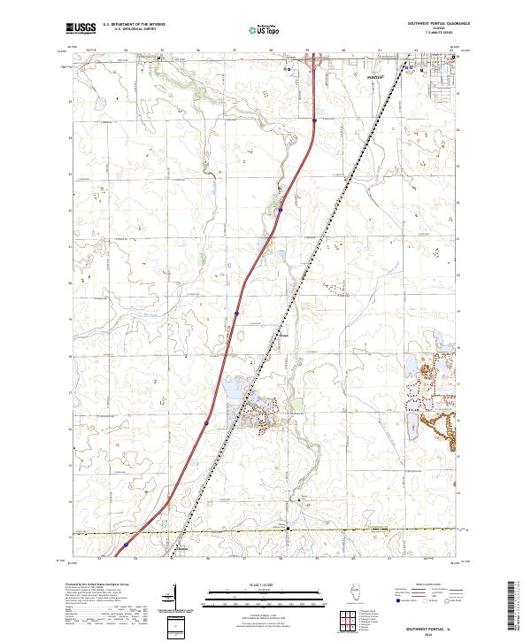 USGS Topographic Map – Southwest Pontiac