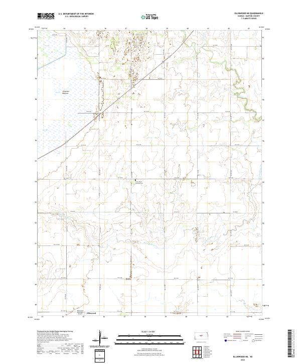 USGS Topographic Map – Ellinwood NE