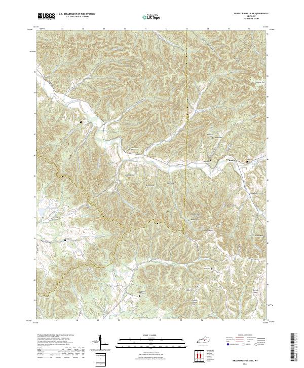 USGS Topographic Map – Bradfordsville NE