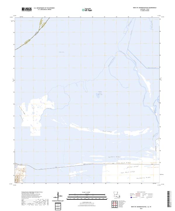 USGS Topographic Map – West of Johnson Bayou