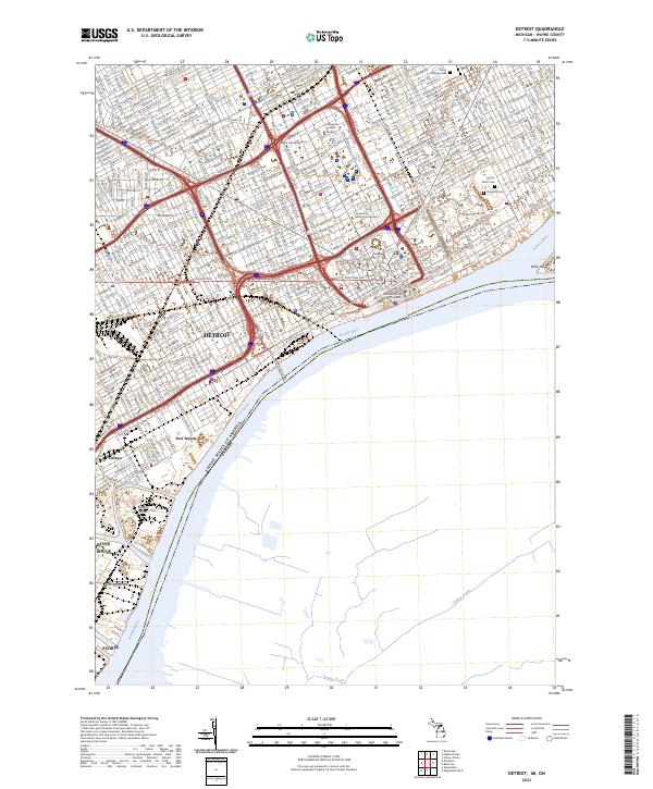 USGS Topographic Map – Detroit