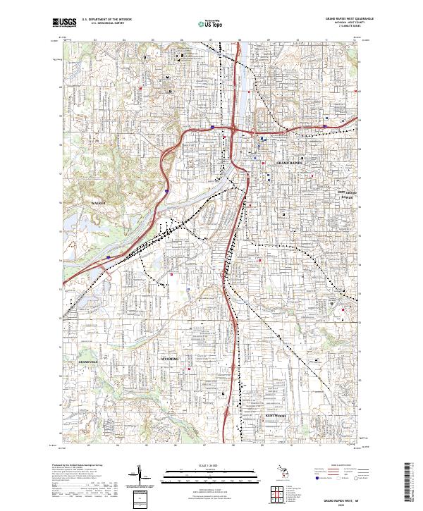 USGS Topographic Map – Grand Rapids West