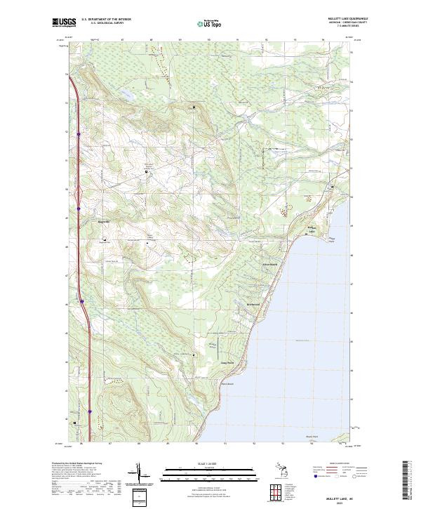 USGS Topographic Map – Mullett Lake