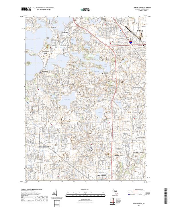 USGS Topographic Map – Pontiac South