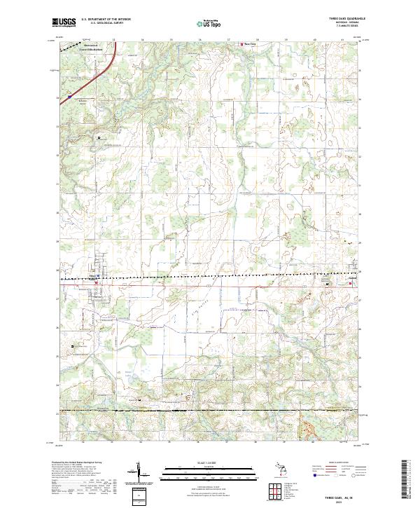 USGS Topographic Map – Three Oaks