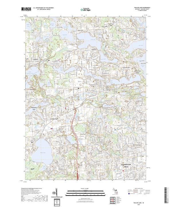 USGS Topographic Map – Walled Lake