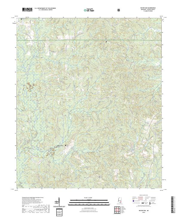 USGS Topographic Map – Water Oak