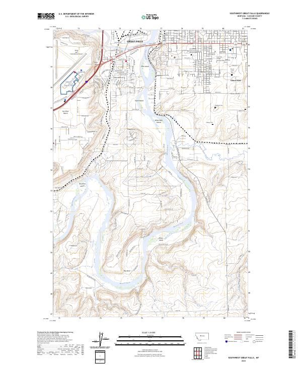 USGS Topographic Map – Southwest Great Falls