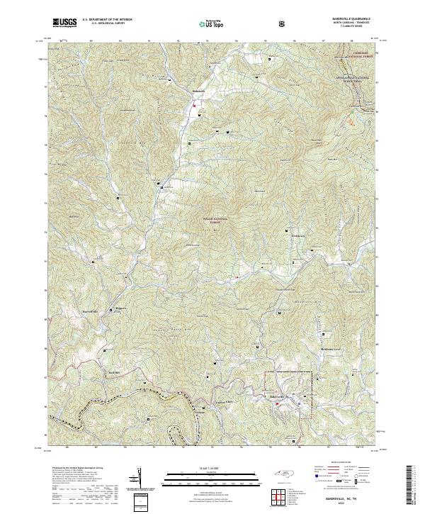 USGS Topographic Map – Bakersville