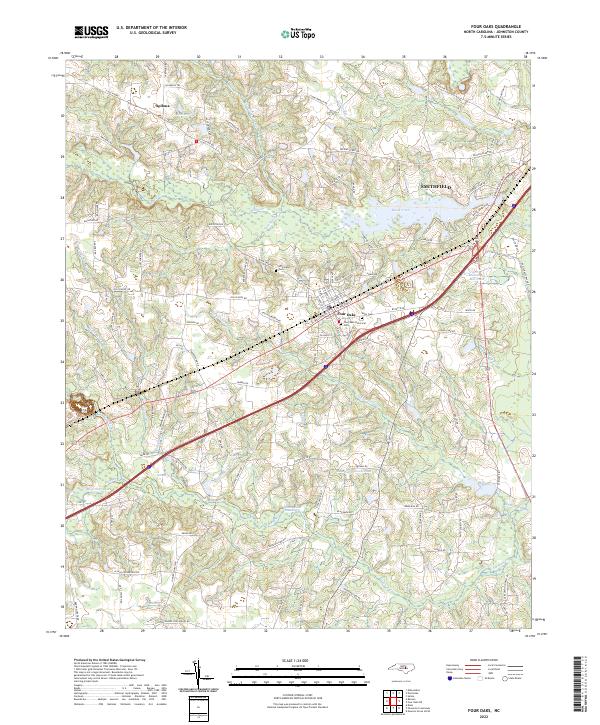 USGS Topographic Map – Four Oaks