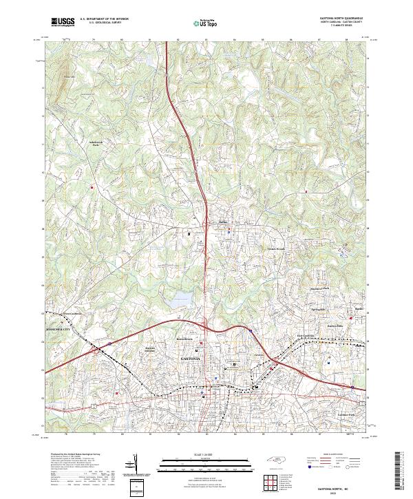 USGS Topographic Map – Gastonia North