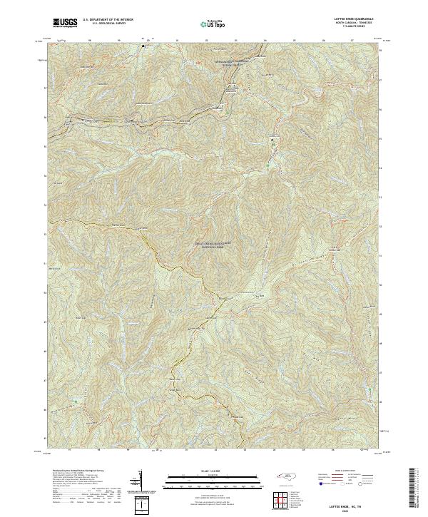 USGS Topographic Map – Luftee Knob