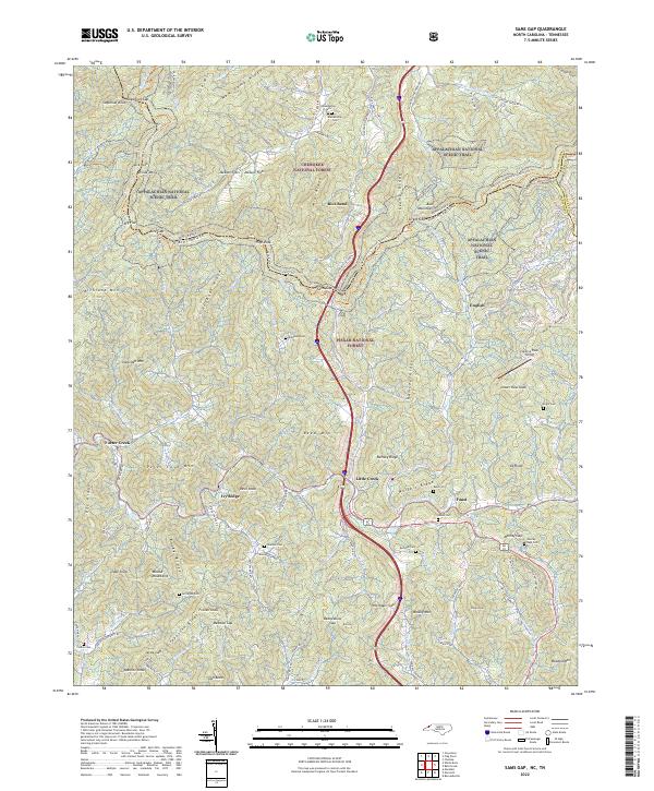 USGS Topographic Map – Sams Gap