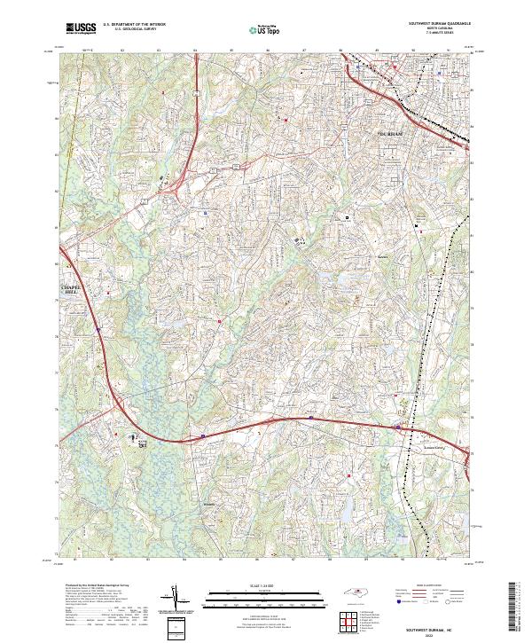 USGS Topographic Map – Southwest Durham