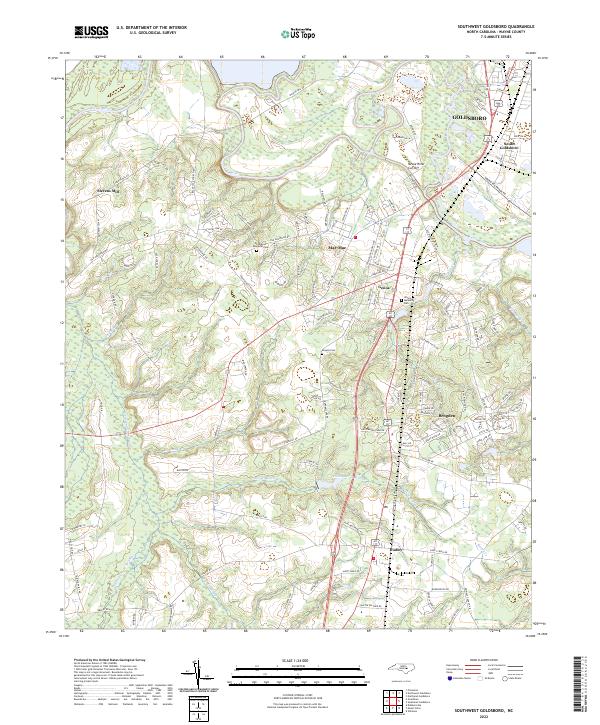 USGS Topographic Map – Southwest Goldsboro