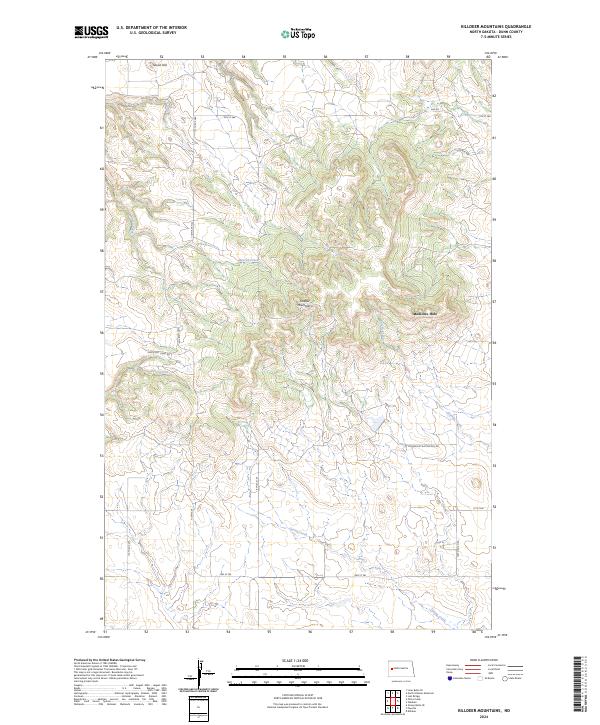 USGS Topographic Map – Killdeer Mountains