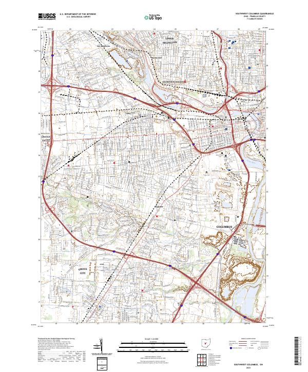USGS Topographic Map – Southwest Columbus