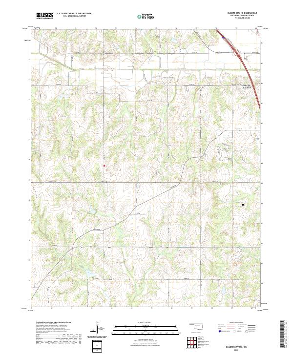 USGS Topographic Map – Elmore City NE