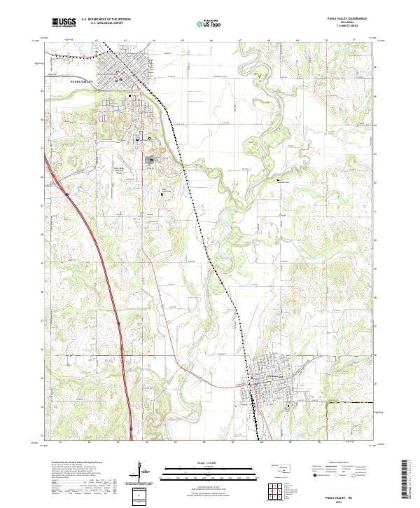 USGS Topographic Map – Pauls Valley