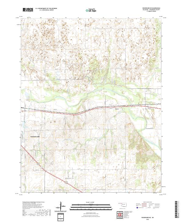 USGS Topographic Map – Woodward NE