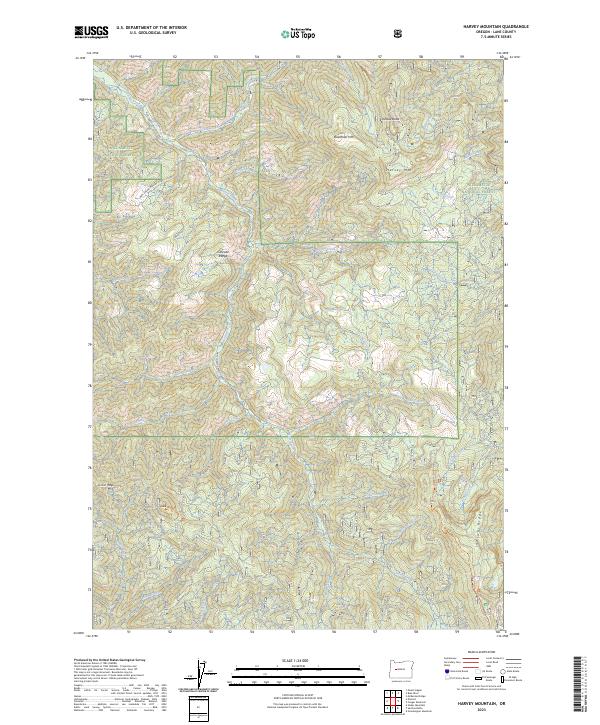 USGS Topographic Map – Harvey Mountain