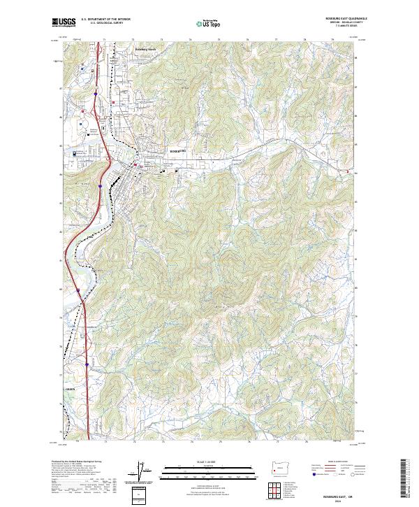 USGS Topographic Map – Roseburg East