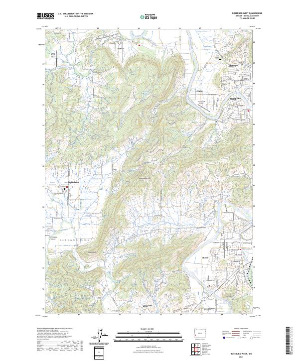 USGS Topographic Map – Roseburg West