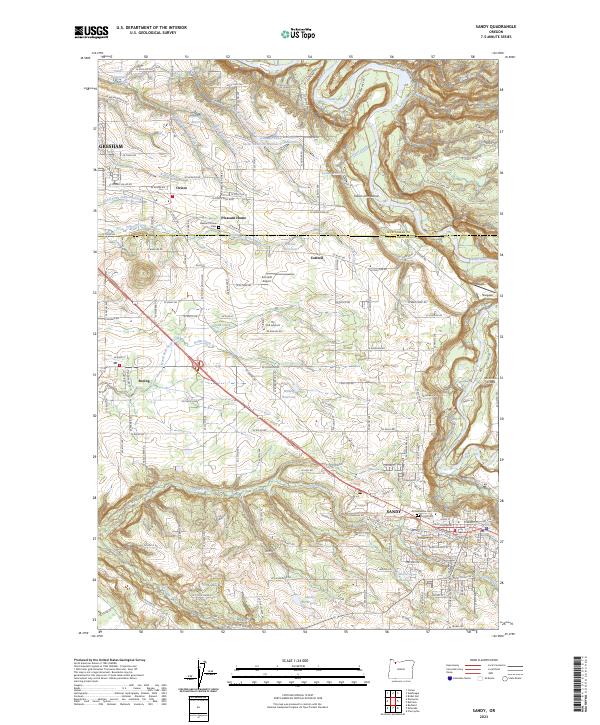 USGS Topographic Map – Sandy