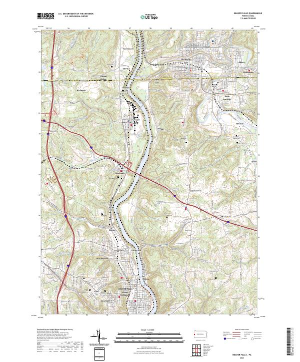 USGS Topographic Map – Beaver Falls