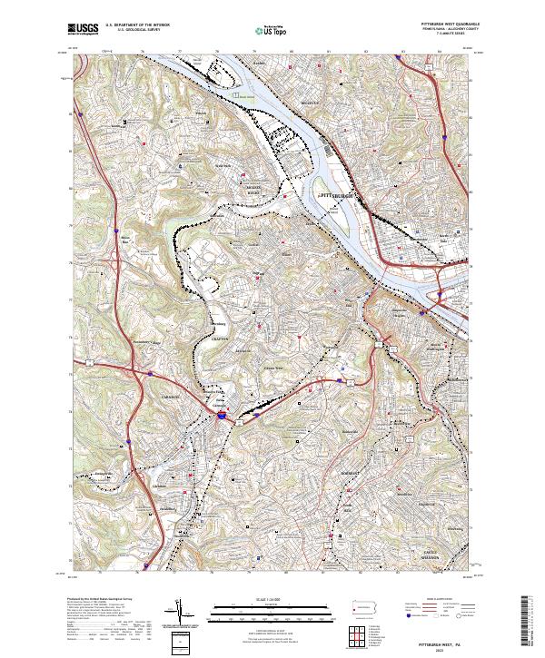 USGS Topographic Map – Pittsburgh West