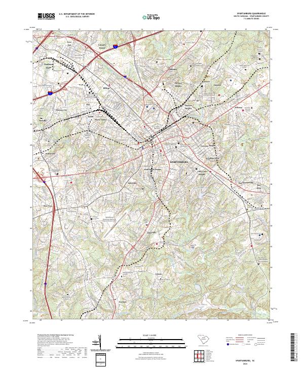 USGS Topographic Map – Spartanburg