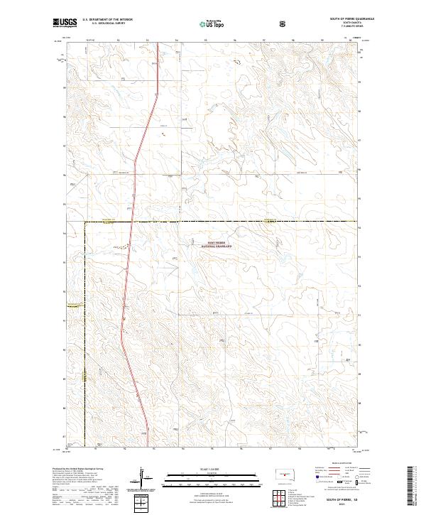 USGS Topographic Map – South of Pierre